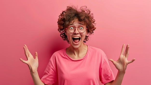 Photo a woman with a surprised expression on her face