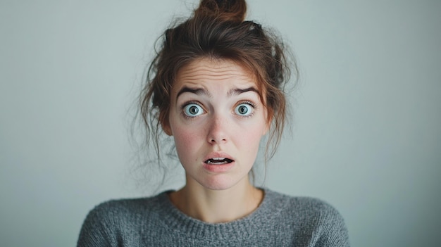 Photo a woman with a surprised expression on her face