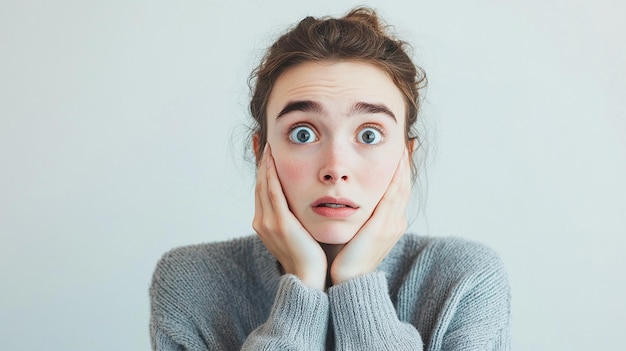 a woman with a surprised expression on her face