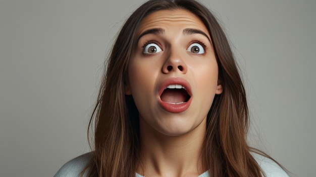 a woman with a surprised expression on her face