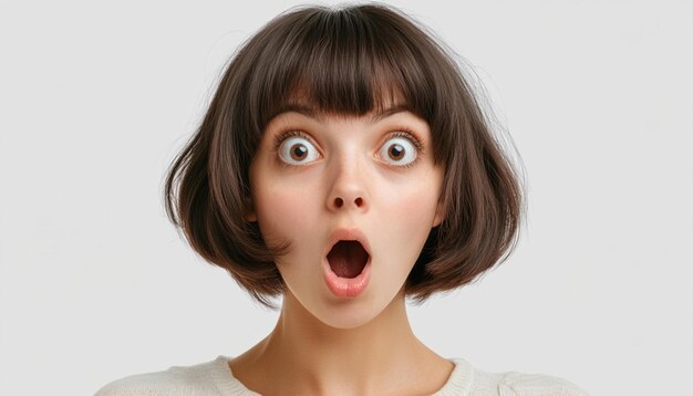 a woman with a surprised expression on her face