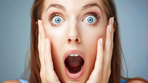 Photo a woman with a surprised expression