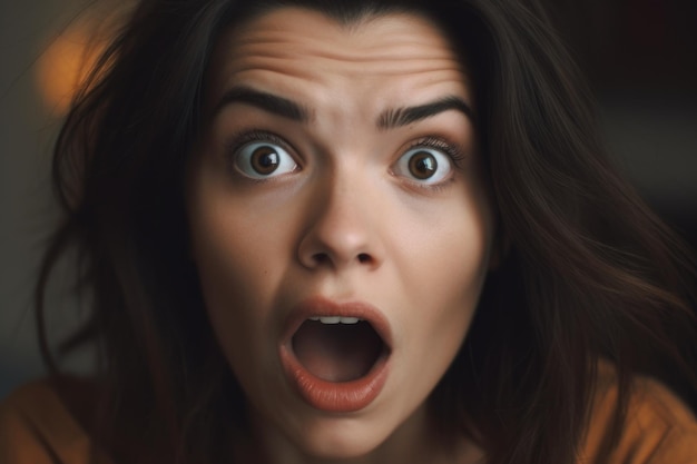 A woman with a surprised face