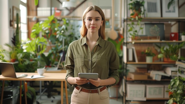 Photo the woman with tablet