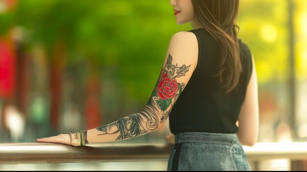 Photo a woman with a tattoo on her arm