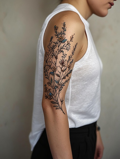 Photo a woman with a tattoo of a tree on her arm