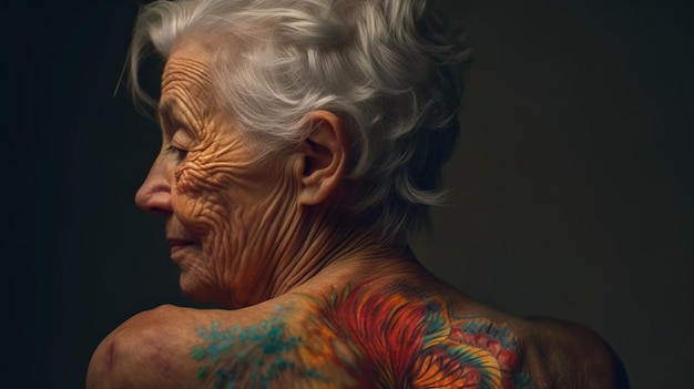 A woman with tattoos on her back