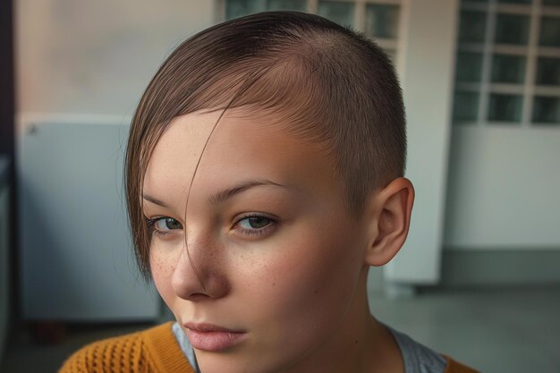 Photo a woman with a thinning hairline on her head