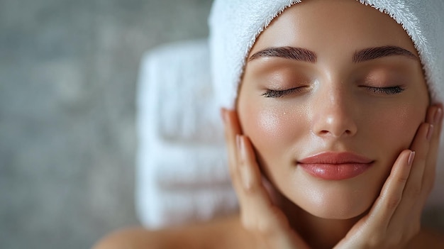 a woman with a towel on her head is covered with a towel