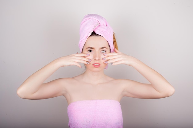 woman with a towel on her head