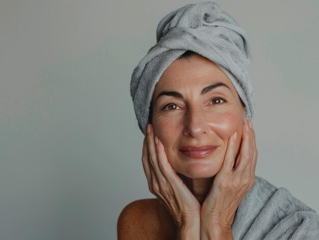 Woman with turbanlike towel