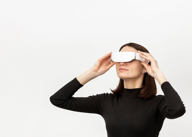 Woman with virtual reality headset