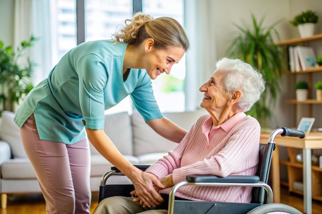 a woman with a walker and an elderly woman in a wheelchair