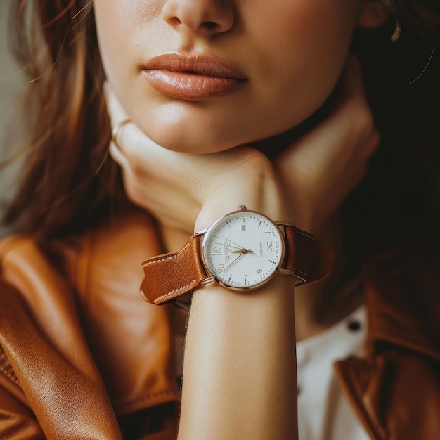 a woman with a watch that says  watch