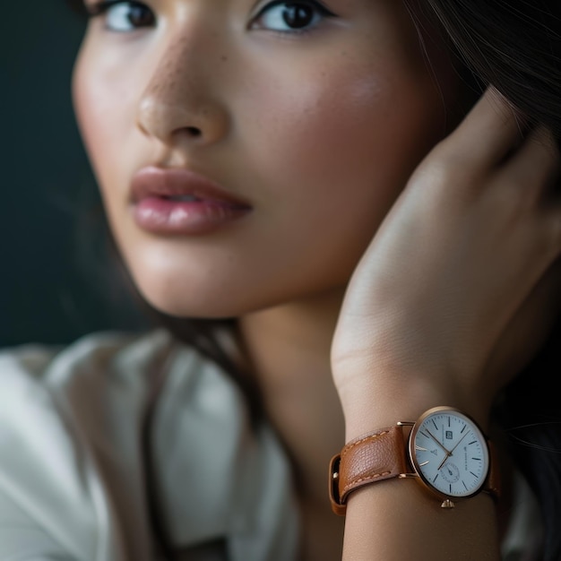 a woman with a watch that says  watch