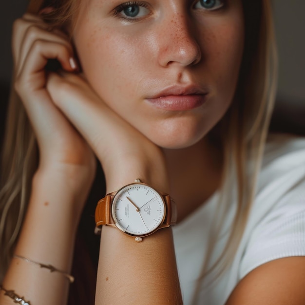 a woman with a watch that says  watch