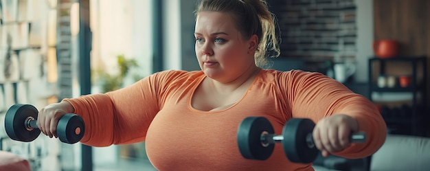 Photo a woman with a weightlifter in her arms