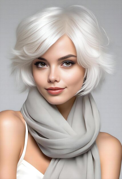 Photo a woman with white hair wearing a scarf around her neck