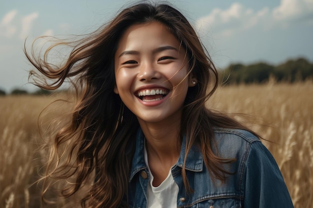 a woman with a white shirt that says shes smiling