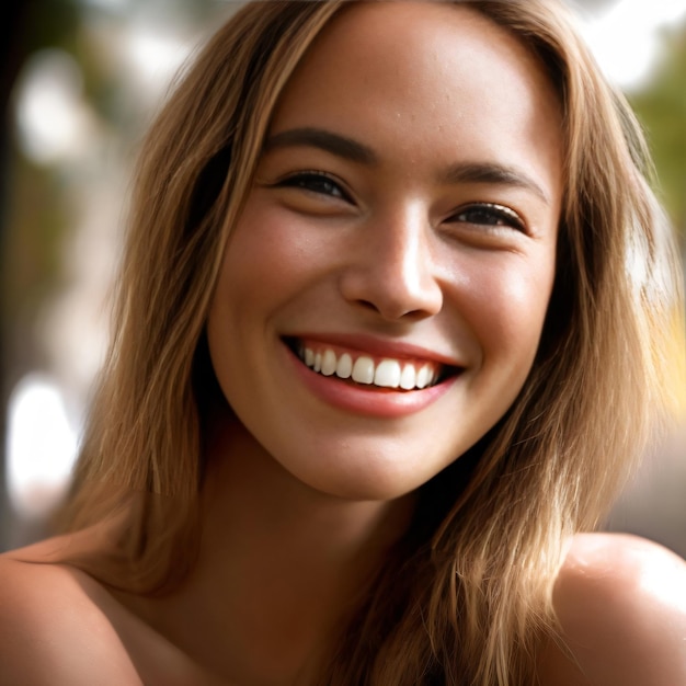 A woman with a white smile and a red lip smiles.