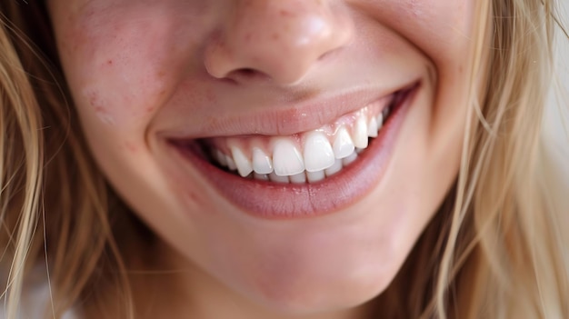 a woman with white teeth smiling and a smile showing teeth