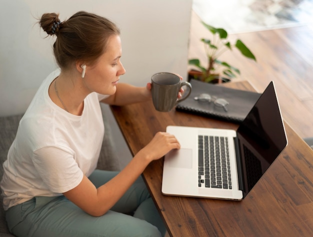 Woman working from home during quarantine