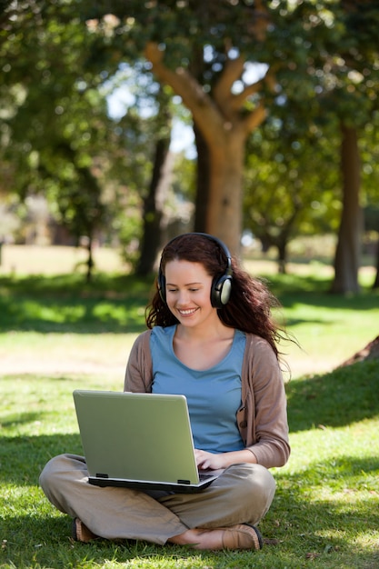 Woman working on her laptop