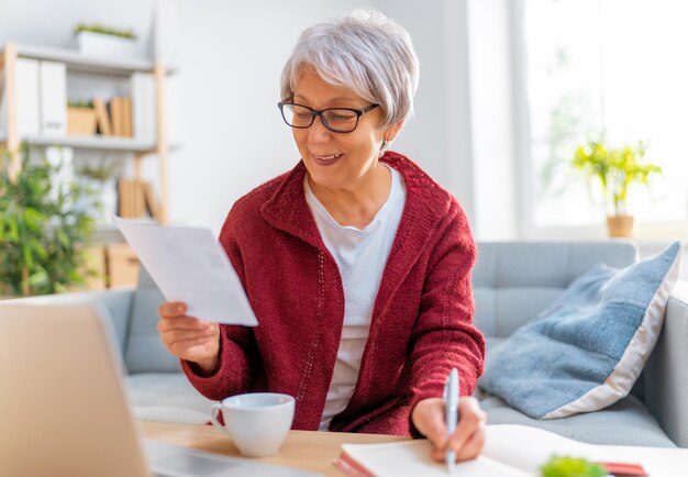 Woman working in home office