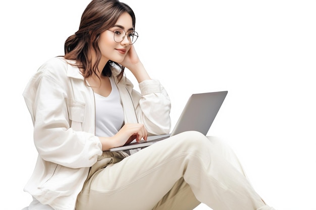 Woman working on laptop