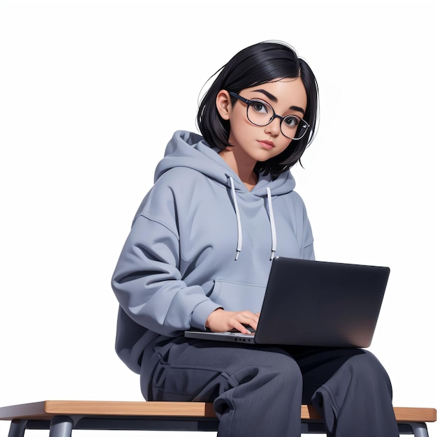 woman working on laptop