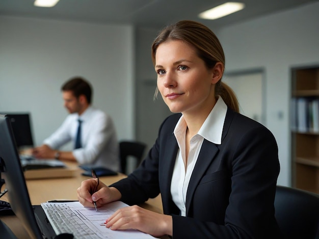 woman working at office