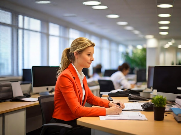 woman working at office