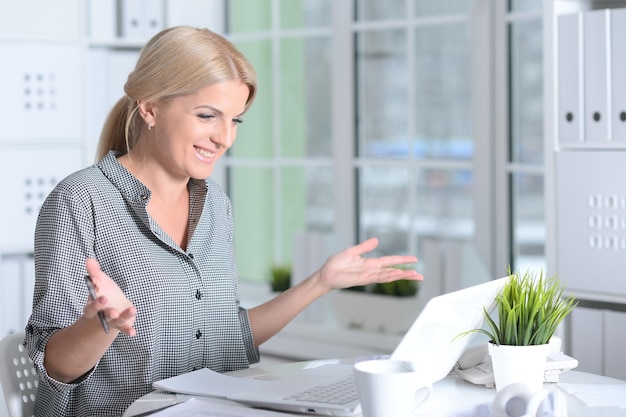 Woman working with laptop