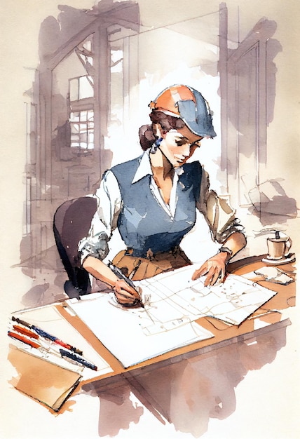 A woman writes on a paper with a pen and a pen.