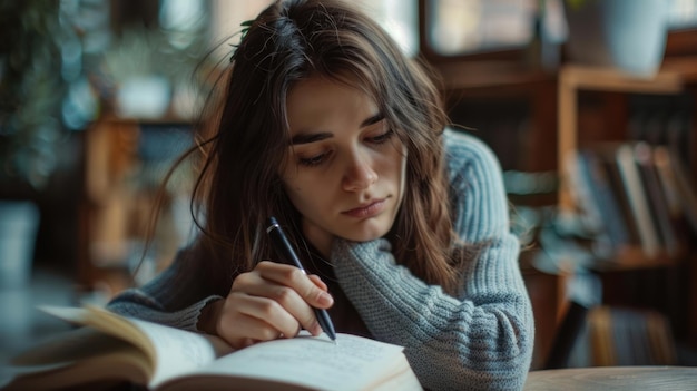 Woman Writing in a Notebook