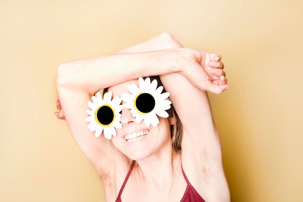 woman in yellow background