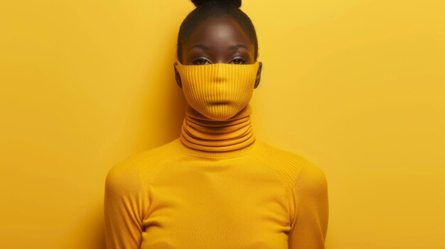 Woman in Yellow Turtleneck Sweater