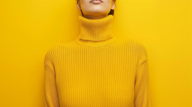 Woman in Yellow Turtleneck Sweater