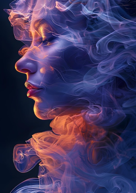 A woman39s face is shown in a photo with smoke surrounding her