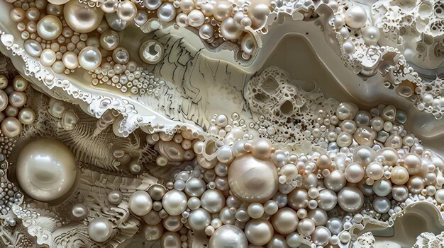 Photo a womans face is covered with pearls and pearls