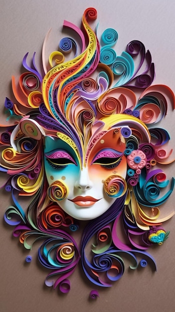 A womans face made out of colorful paper Generative AI