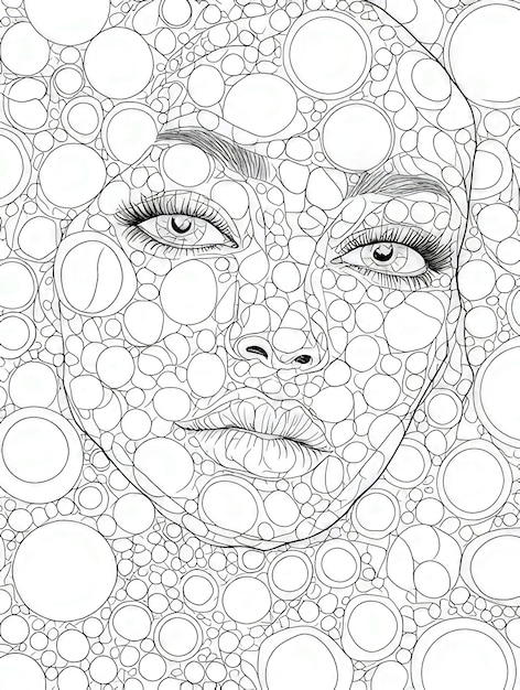 Photo a womans face surrounded by circles captured beautifully