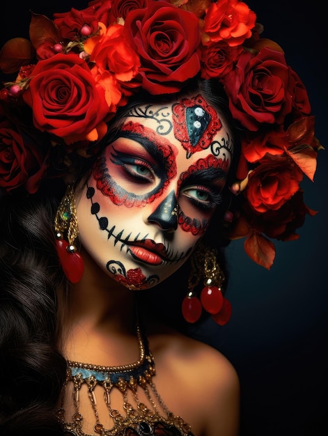 Womans face with Day of the Dead makeup