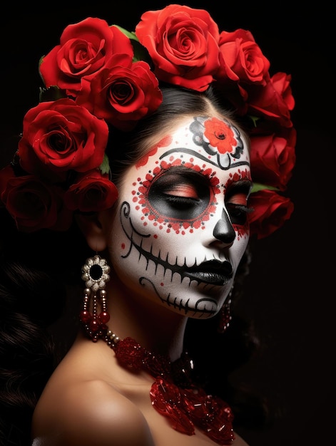 Womans face with Day of the Dead makeup