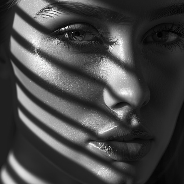 a womans face with the shadows drawn on it