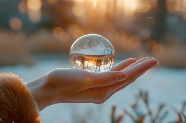 A womans hand extends gracefully presenting a sphere representing mental health awareness