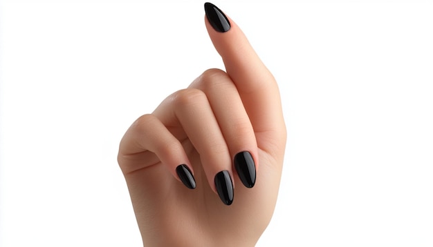 Photo a womans hand with a black nail polish on her nails