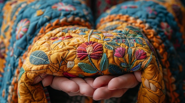 Photo a womans hand with flowers on the top of her hands