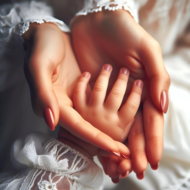 Photo a womans hand with a white lace top and a white lace top