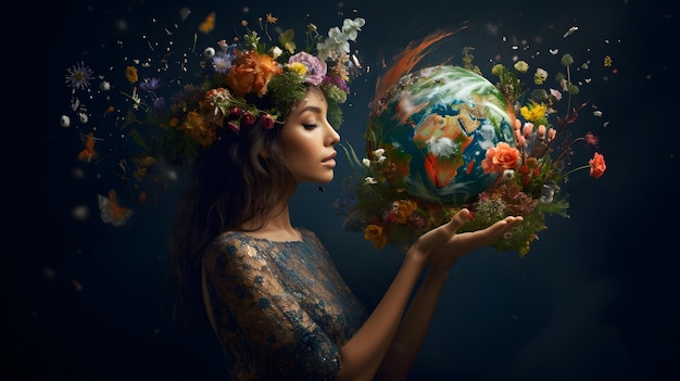 womans hands holding the earth save the planet earth day concept